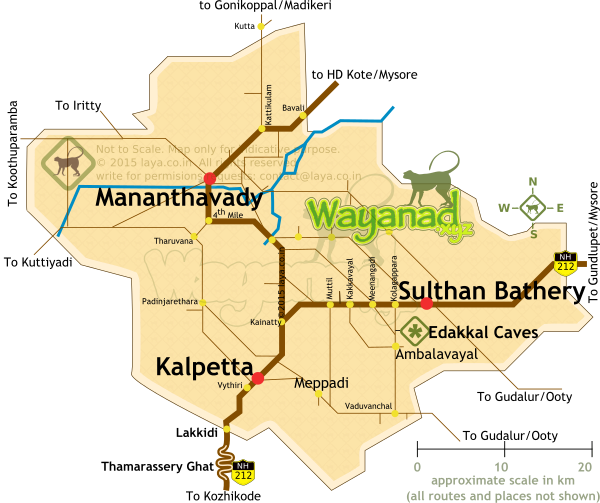 Location of Edakkal Caves in Wayanad Tourism map.